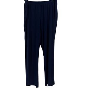Slinky Brand Womens Navy Blue Straight Leg Elastic Waist Pants 1X